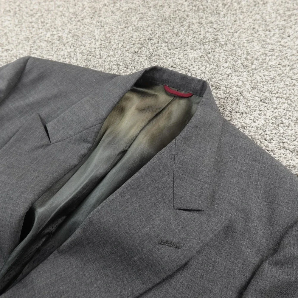 Hart Schaffner Marx Blazer Mens Gray 42 Worsted Wool Double Breasted Coat Jacket